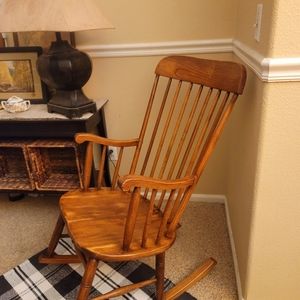 Antique hand refurbished wooden rocking chair